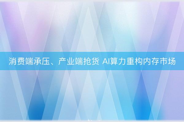 消费端承压、产业端抢货 AI算力重构内存市场