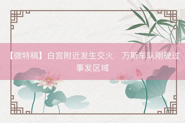 【微特稿】白宫附近发生交火　万斯车队刚驶过事发区域