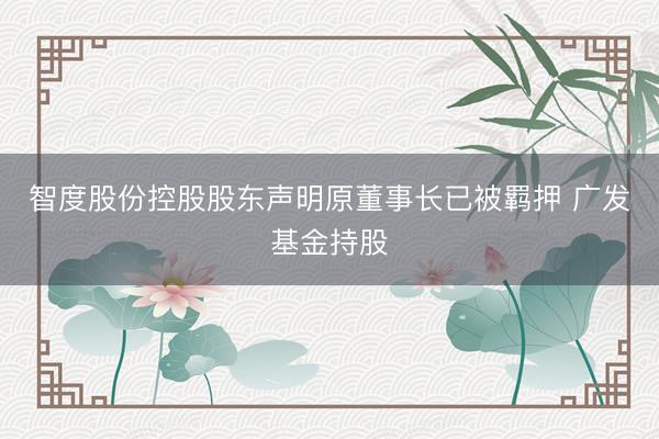 智度股份控股股东声明原董事长已被羁押 广发基金持股