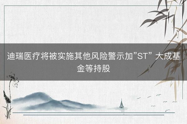 迪瑞医疗将被实施其他风险警示加”ST” 大成基金等持股