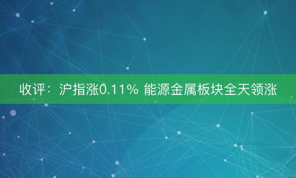 收评：沪指涨0.11% 能源金属板块全天领涨