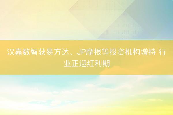 汉嘉数智获易方达、JP摩根等投资机构增持 行业正迎红利期