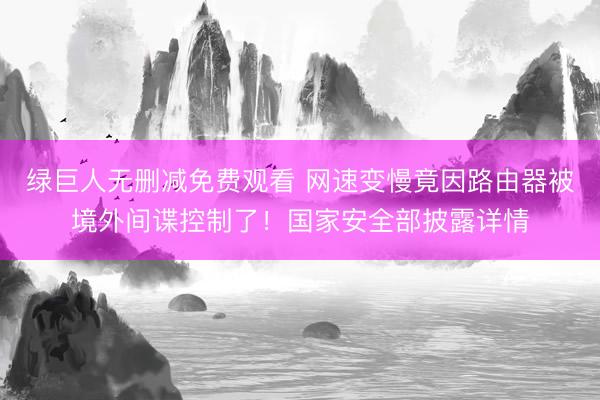 绿巨人无删减免费观看 网速变慢竟因路由器被境外间谍控制了！国家安全部披露详情