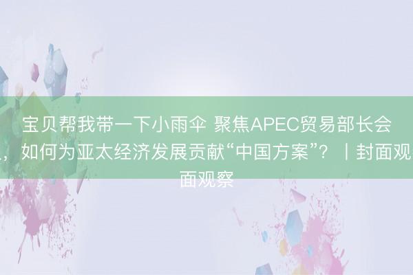宝贝帮我带一下小雨伞 聚焦APEC贸易部长会议，如何为亚太经济发展贡献“中国方案”？丨封面观察