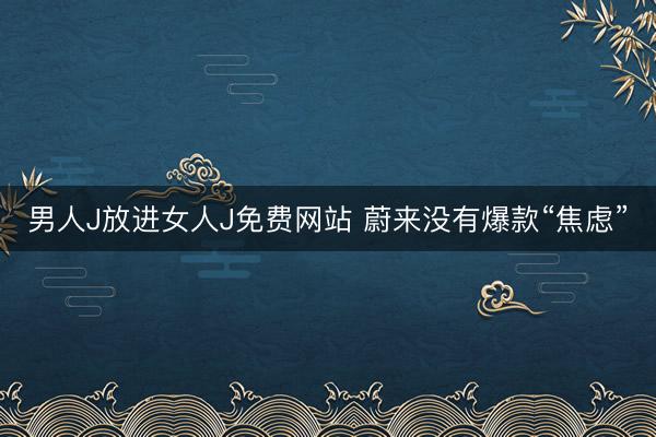 男人J放进女人J免费网站 蔚来没有爆款“焦虑”