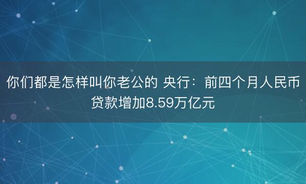 你们都是怎样叫你老公的 央行：前四个月人民币贷款增加8.59万亿元