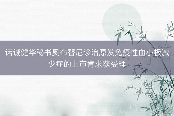 诺诚健华秘书奥布替尼诊治原发免疫性血小板减少症的上市肯求获受理