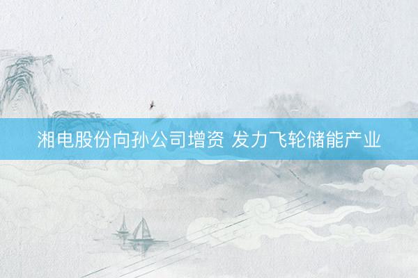 湘电股份向孙公司增资 发力飞轮储能产业