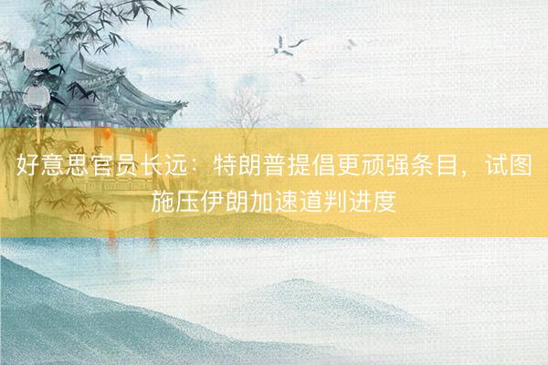 好意思官员长远：特朗普提倡更顽强条目，试图施压伊朗加速道判进度