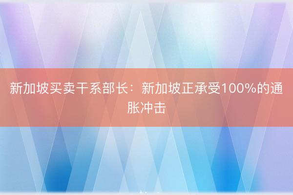 新加坡买卖干系部长：新加坡正承受100%的通胀冲击