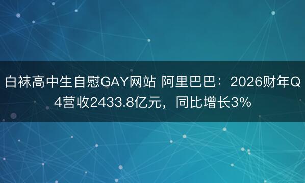 白袜高中生自慰GAY网站 阿里巴巴：2026财年Q4营收2433.8亿元，同比增长3%