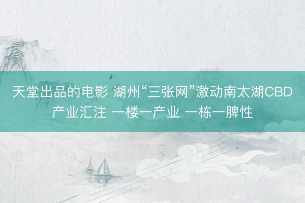 天堂出品的电影 湖州“三张网”激动南太湖CBD产业汇注 一楼一产业 一栋一脾性