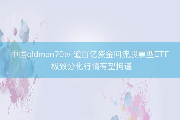 中国oldman70tv 逾百亿资金回流股票型ETF 极致分化行情有望拘谨