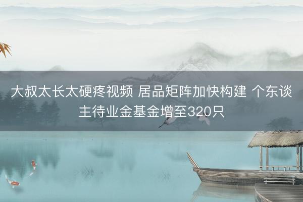 大叔太长太硬疼视频 居品矩阵加快构建 个东谈主待业金基金增至320只