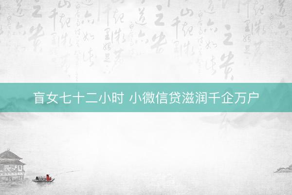 盲女七十二小时 小微信贷滋润千企万户