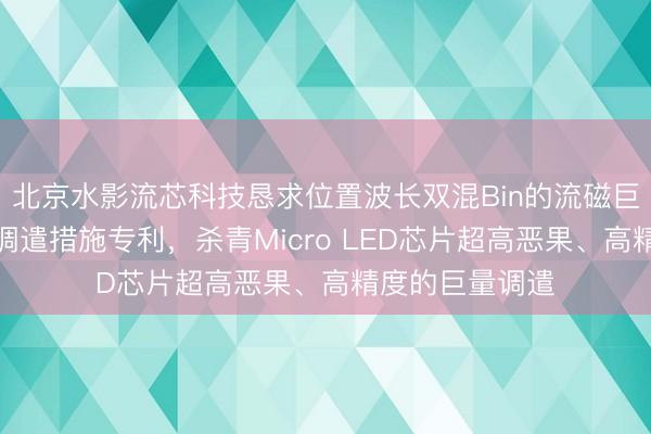 北京水影流芯科技恳求位置波长双混Bin的流磁巨量调遣安装及调遣措施专利，杀青Micro LED芯片超高恶果、高精度的巨量调遣