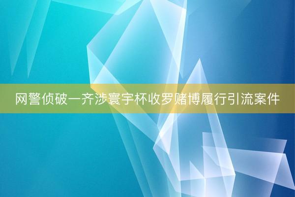 网警侦破一齐涉寰宇杯收罗赌博履行引流案件
